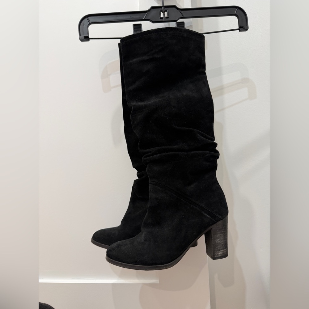Free People Black Suede Heeled Boots